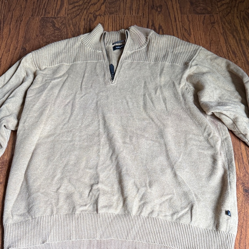 Nautica Men's Tan Zip-Up Sweater
